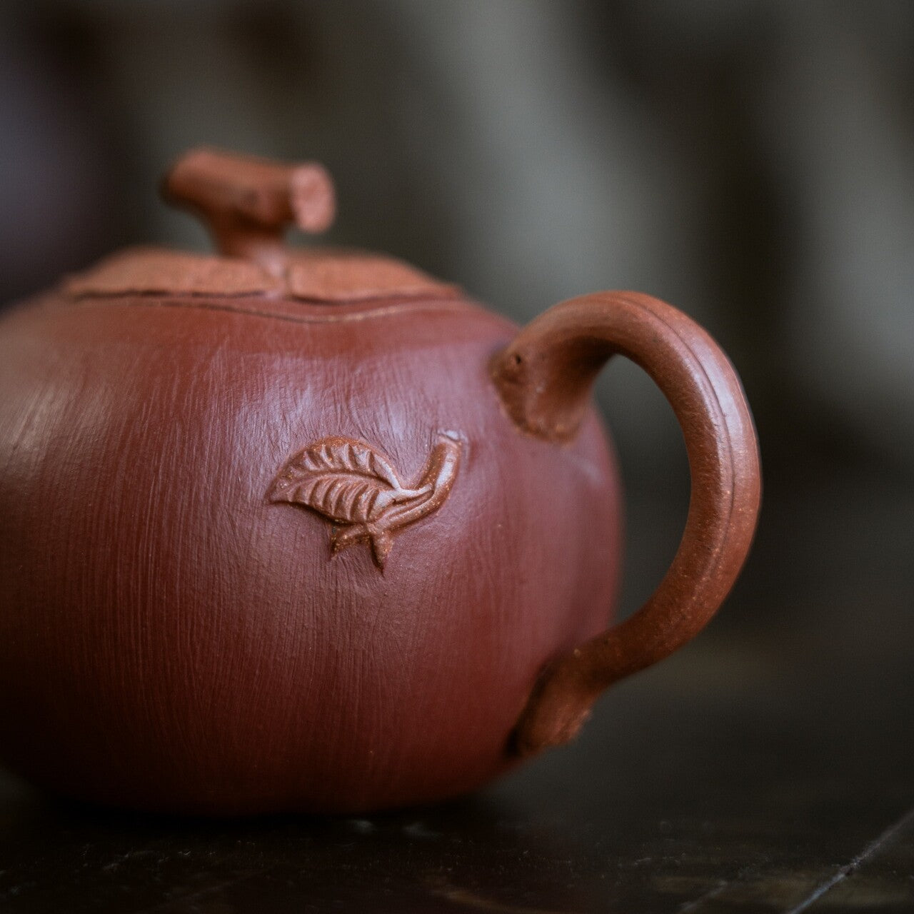 3.4oz Full Handmade Tea Pot Persimmon Design Yixing Zisha Jiangpo Clay Pot 100ml
