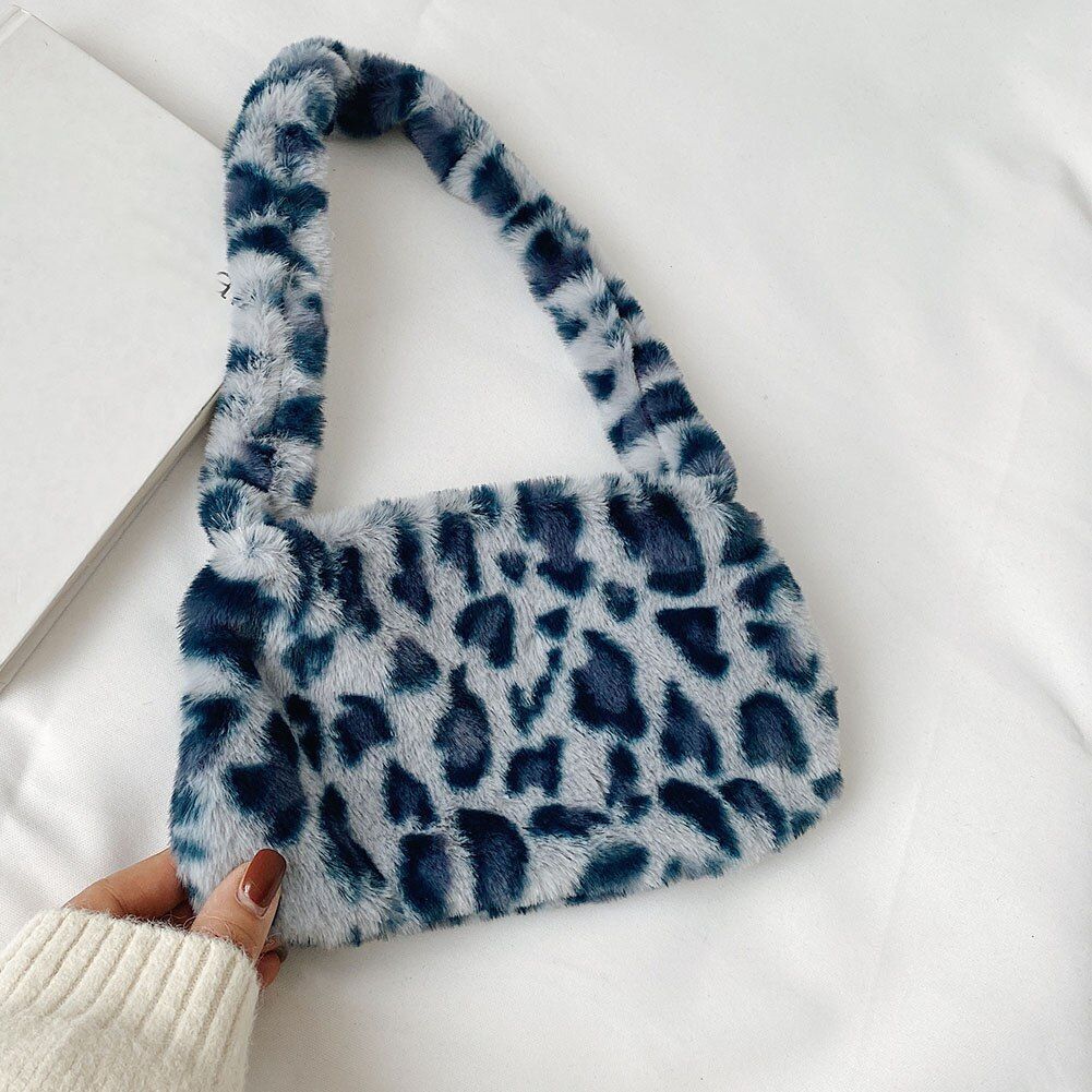 Fashion Plush Fluffy Shoulder Crossbody Handbag Vintage Portable Underarm Bags
