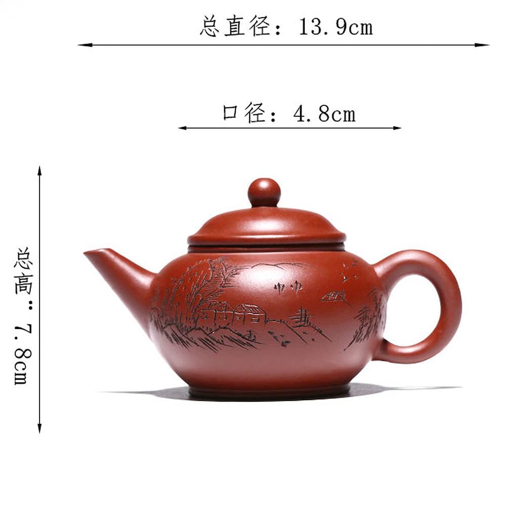 210ml Chinese Purple Clay Landscape Pattern Handwork Teapot Kungfu Tea Set
