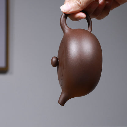 Authentic Yixing Zisha Tea Pot Ball Shaped Infuser Holes Marked Purple Grit Pot