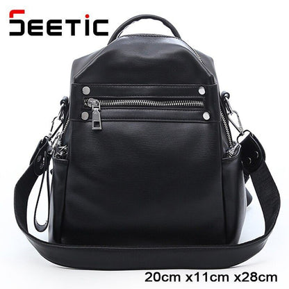 Synthetic Leather Backpack Bag Small Purse 20*11*28CM Pink/Black/White/Khaki 1PC
