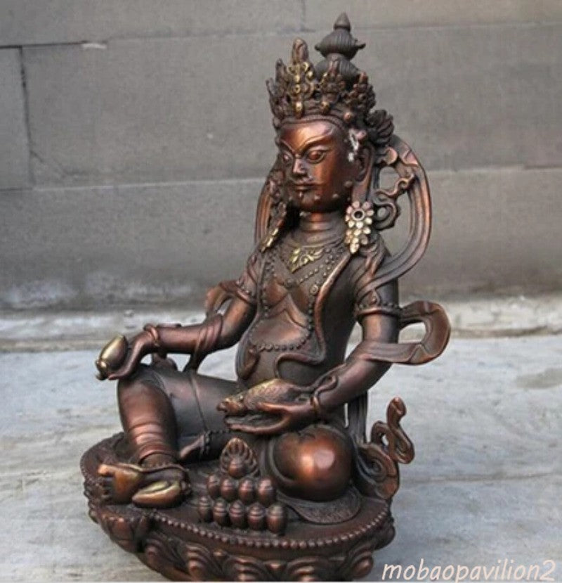 16cm Old Buddhism Bronze Jambhala Buddha Wealth God Tantra Statue