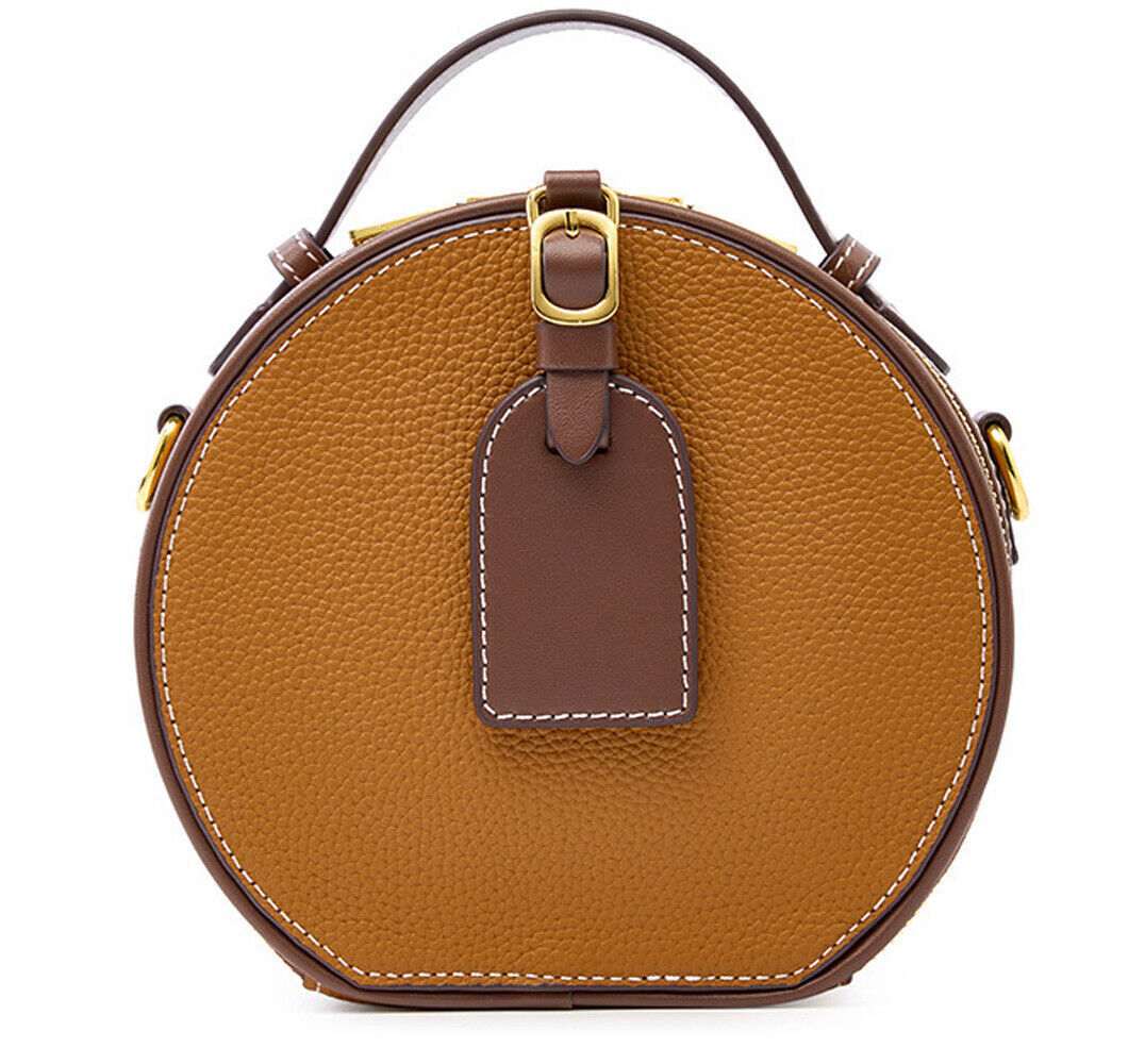 Women Luxury Round Bag Real Leather Handbag Brand New Crossbody Shoulder Purse