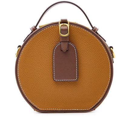 Women Luxury Round Bag Real Leather Handbag Brand New Crossbody Shoulder Purse