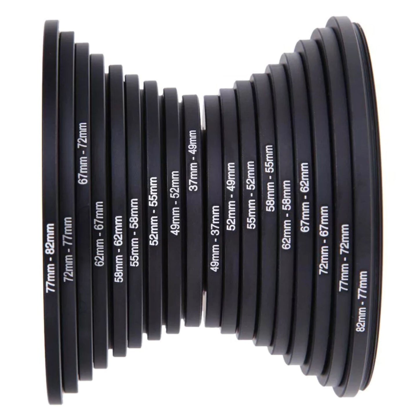 DSLR Camera Lens Filter Adapter Ring Aluminum Alloy 37-82mm 18pcs lightweight