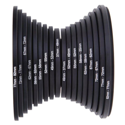 DSLR Camera Lens Filter Adapter Ring Aluminum Alloy 37-82mm 18pcs lightweight
