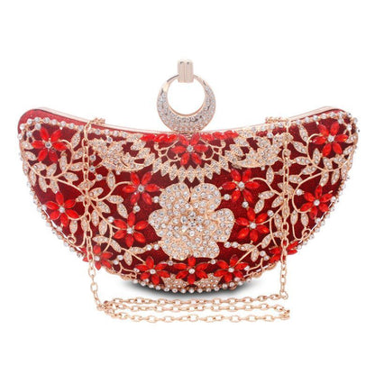 Women Clutch Evening Bag Hollow Out Metal Wedding Sequined Shoulder Bag Purses