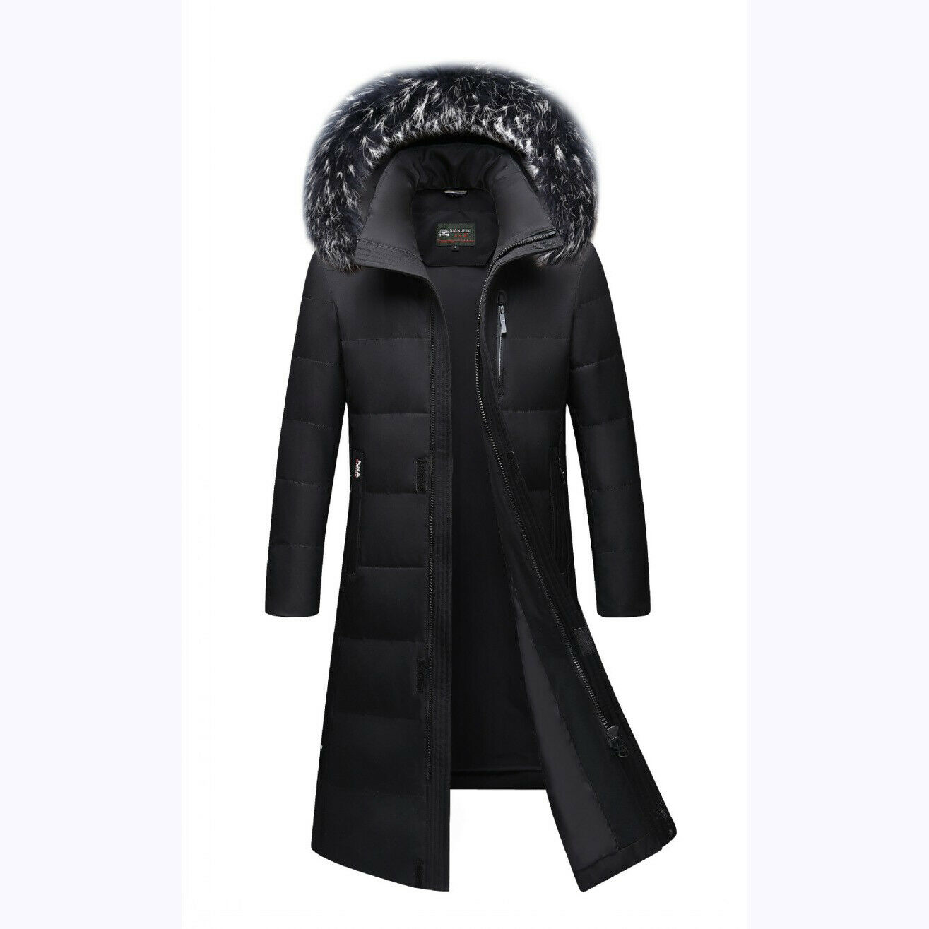 Winter Mens Long Puffer Warm Hooded Parka Duck Down Jacket Coat Fur Collar Thick