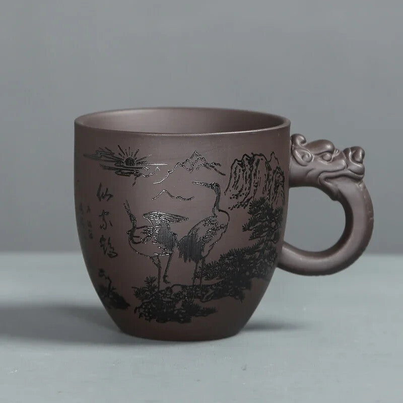 Tradition Purple Clay Teacup with Handle Tea Cup Customized Household Tea Sets