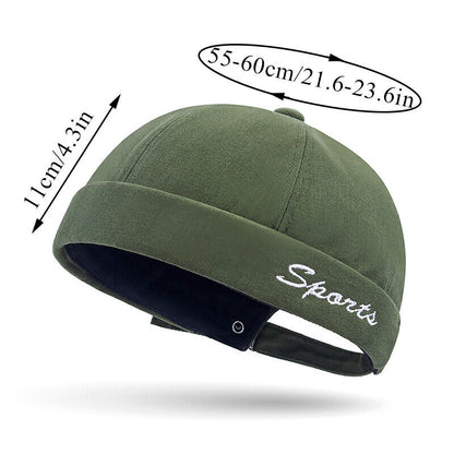 Brimless Docker Cap Hat Skullcap Sailor Rolled Cuff Retro Beanie Hats Adjustable