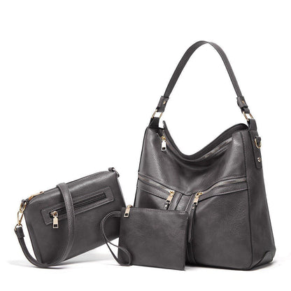Women's Black Tote Bag New Fashion Simple Shoulder Bag Hand Messenger Bag