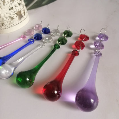 15Pcs Colorful Raindrop Prisms Pendants Lighting Glass Crystal Chandelier Lamp