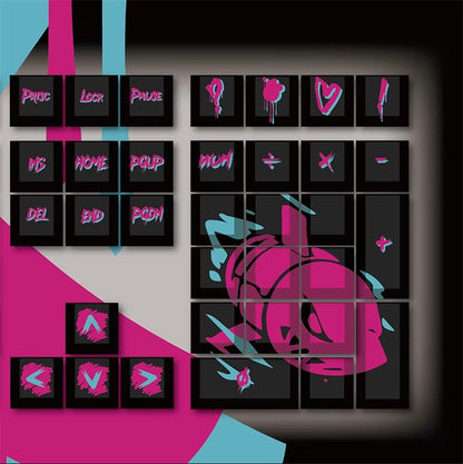New Game League of Legends Jinx Theme Keycaps for Mechanical Keyboard 108 Keys