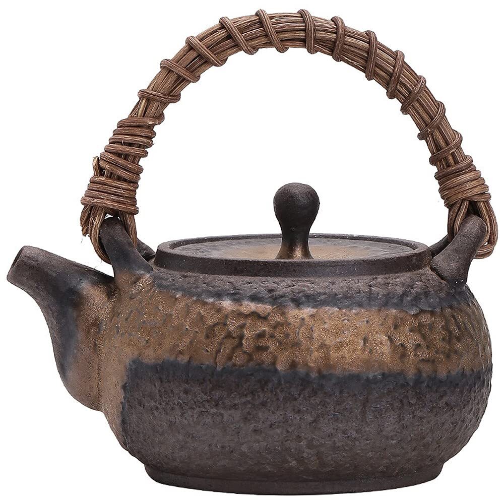 250ml Japanese Rattan Braided Teapot Vintage Coarse Pottery Kung Fu Tea Kettle