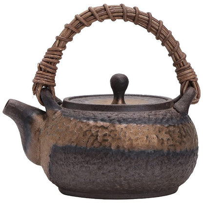 250ml Japanese Rattan Braided Teapot Vintage Coarse Pottery Kung Fu Tea Kettle