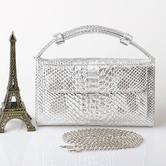 Leather Clutch Crossbody Bag Gold Luxury Serpentine Clutch Purse Messenger Bags