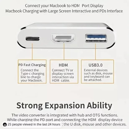 USB-C Type C HDMI Adapter Cable Converter Hub for Macbook Android Phone HDTV TV