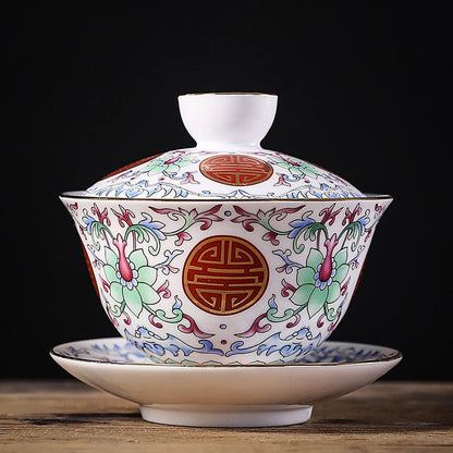 150ml Chinese Retro Gaiwan Bowl Tea Cup Kung Fu Tea Set Tea