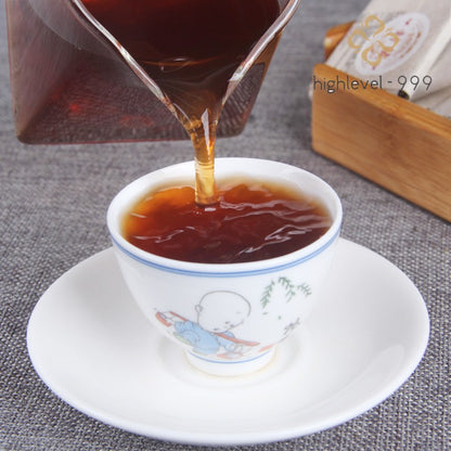500g Ripe Pu'er Tea Yunnan Yiwu Ancient Tree Thin Square Slice Aged Leaf Tea