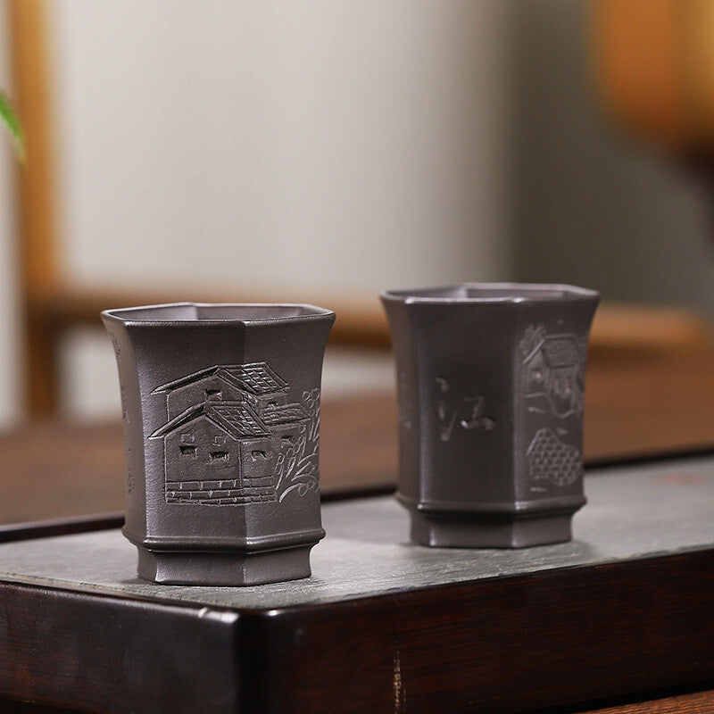 One Cup Real Yixing Zisha Tea Cup 100ml Hand Carved Pattern At Random Master Cup
