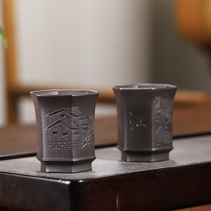 One Cup Real Yixing Zisha Tea Cup 100ml Hand Carved Pattern At Random Master Cup