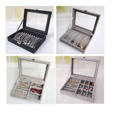 Jewelry Storage Box Velvet Flannel Cover Bracelet Necklace Organizer 21x12.3x5cm