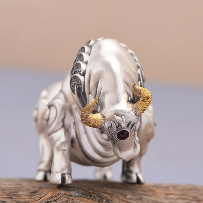Ox Wealth Ornament Rotating Bull Figurine Desk Office Decor Gift