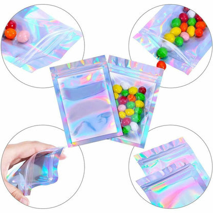 Cosmetic Bag 100pcs 4 Sizes Flat Bath Salt One Side Clear Mini Aluminum Foil Zip