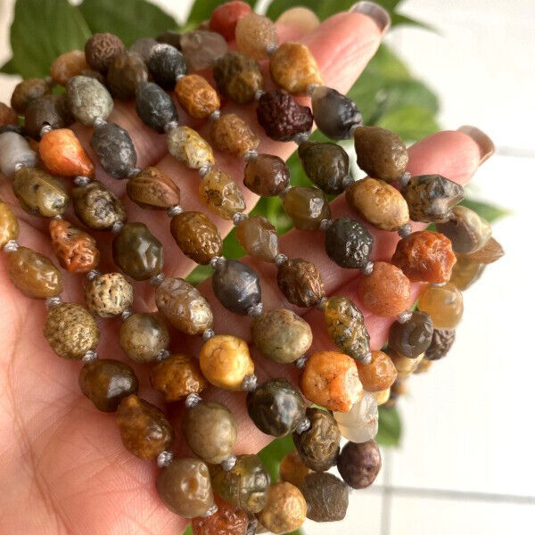 Natural Gobi Multi-Color Alashan Agate/stone Pendant Necklace 108 Prayer Beads