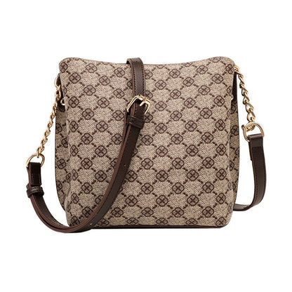 Shoulder Bag Crossbody Chain Strap Plaid Synthetic Leather Vintage Handbag 1 PC