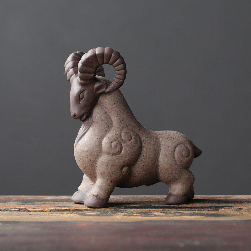Wealthy Goat Statue Mascot Zisha Purple Clay Tea Pet House Warming Gift Creative