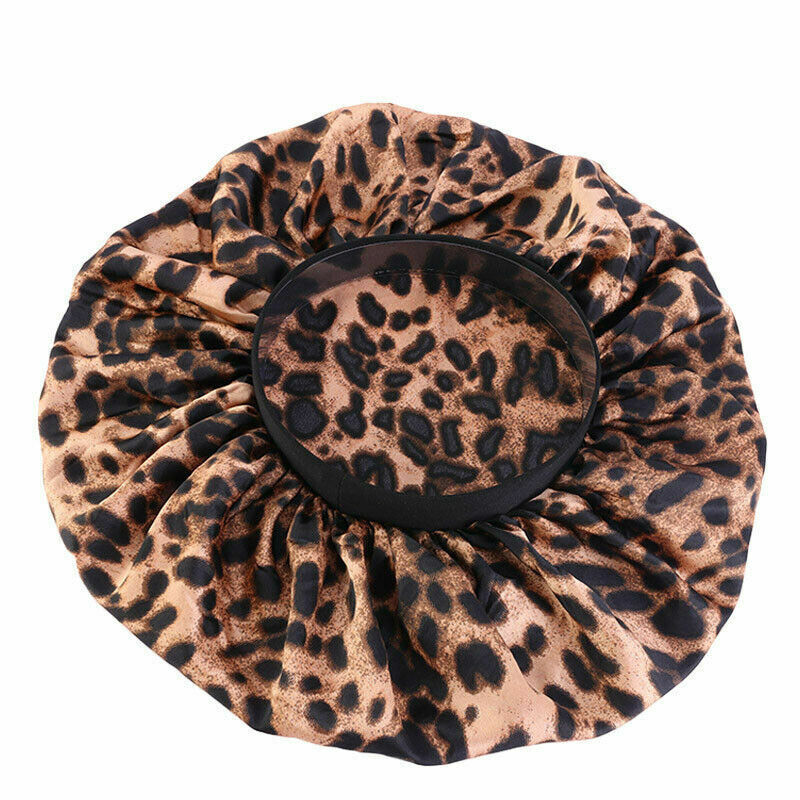Silk Night Sleep Cap Hair Bonnet Hat Satin Wide Band Large Jumbo Head Cover Size