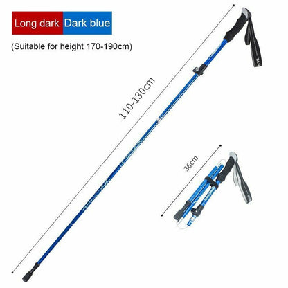 Folding Trekking Pole Portable Walking Stick Outdoor Climbing Hiking Adult Blue