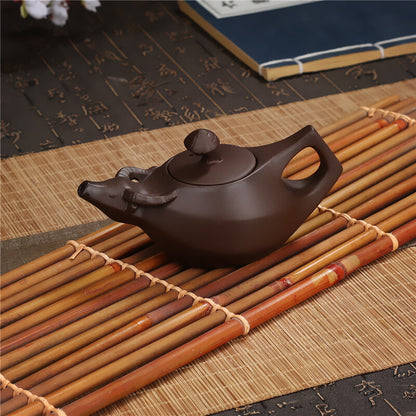 130ml Chinese Yixing Ox Design Purple Clay Pot Zisha Clay Pottery Teapot Tea Set