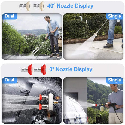 5000PSI Dual Pressure Washer Nozzle 1/4" Quick Connect With 4* Spray Tips Parts