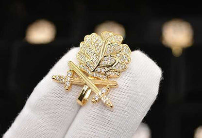 WWII German Gold Diamond Oak Leaf Sword Knight Medal Top Quality Collectible