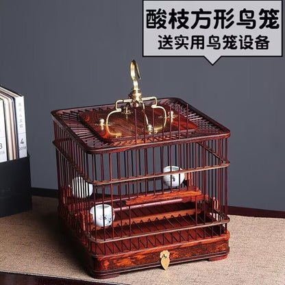 Chinese Rosewood Bird Cage Wooden Parrot Nest Home Keeping Pet Supplies