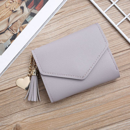 Fringed Wallet Synthetic Leather Three Fold Purse Card Purse Change Bags Pouches