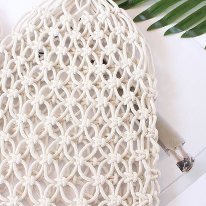 Summer Woven Beach Bag Handmade Hollow Out Straw Bag Tote Cotton Rope Crochet