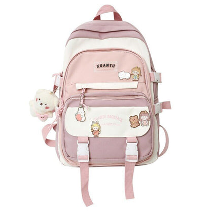 Girls Backpack Shoulder Bags Pockets School Bag Teenage Girls Kawaii Backpack