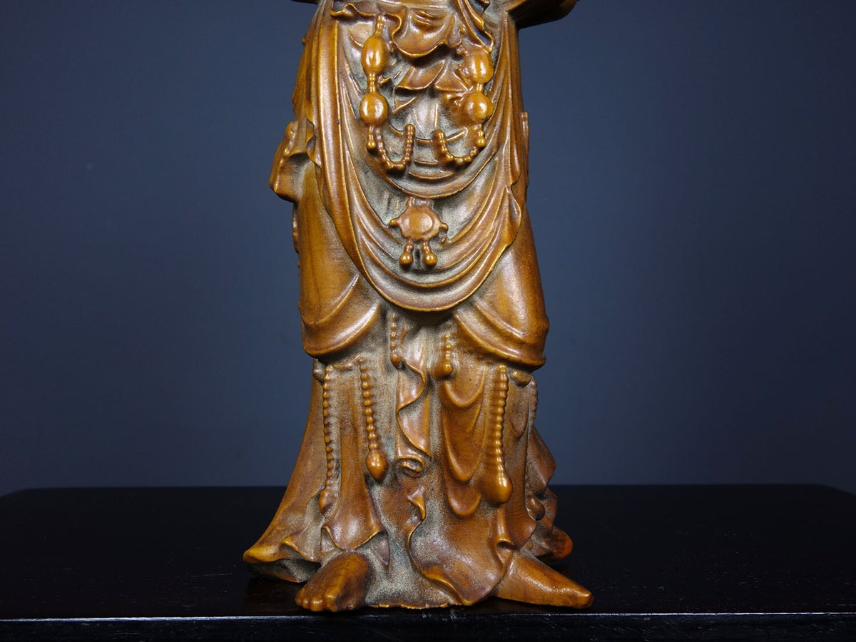 Old Tibetan rosewood carved Bodhisattva ornaments