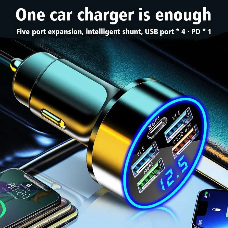 5PCS 4 USB Port Super Fast Car Charger Adapter for iPhone Samsung Android Phone