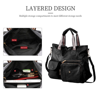 Womens Large Tote Handbag PU Leather Shoulder Hobo Bag Satchel w/ Multi Pockets