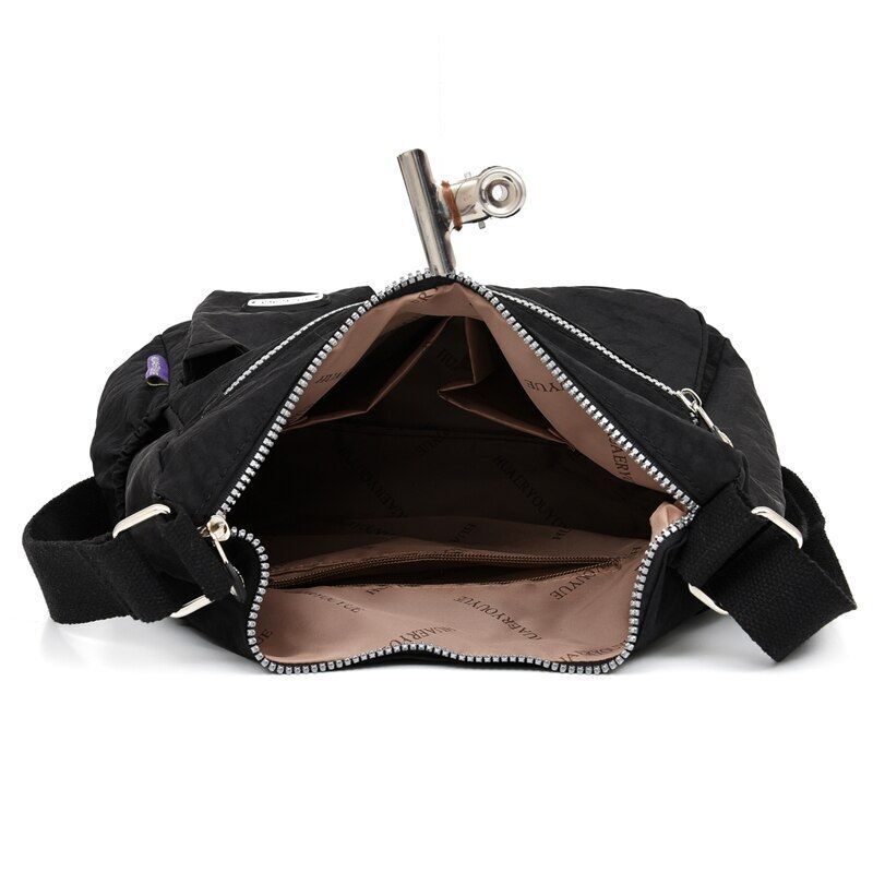 Nylon Shoulder Bag Multi Zipper Pocket Messenger Purse Waterproof 30*12*28CM Bag