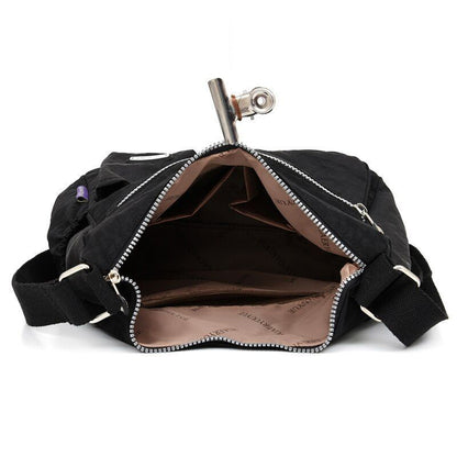 Nylon Shoulder Bag Multi Zipper Pocket Messenger Purse Waterproof 30*12*28CM Bag