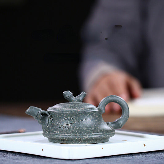 4.5" China Yixing Zisha Pottery Celeste Clay 100ML 7 Hole Folia Bambosae Teapot