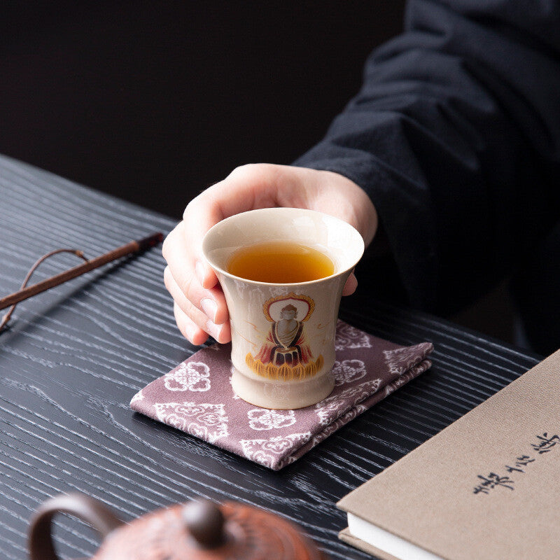 Noctilucent Design Chinese Porcelain Tea Cup Ceramic Buddha Style Master Cup New