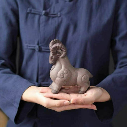 Purple Clay Goat Tea Pet Ornaments Ceramic Animal Figurine Tea Tray Accessories