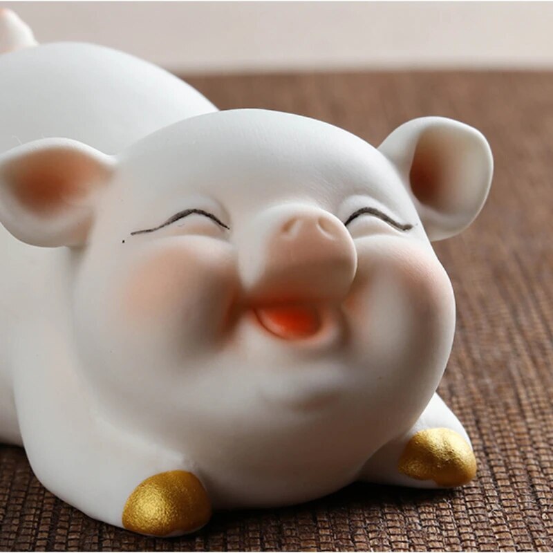 Creative Ceramic Zodiac Pig Ornament Animal Tea Pet Flower Pet Tea Ceremony