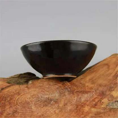 4.3" Pretty Chinese Jizhou Kiln Porcelain Maple Leaves Bowl Teabowl Tea-Things